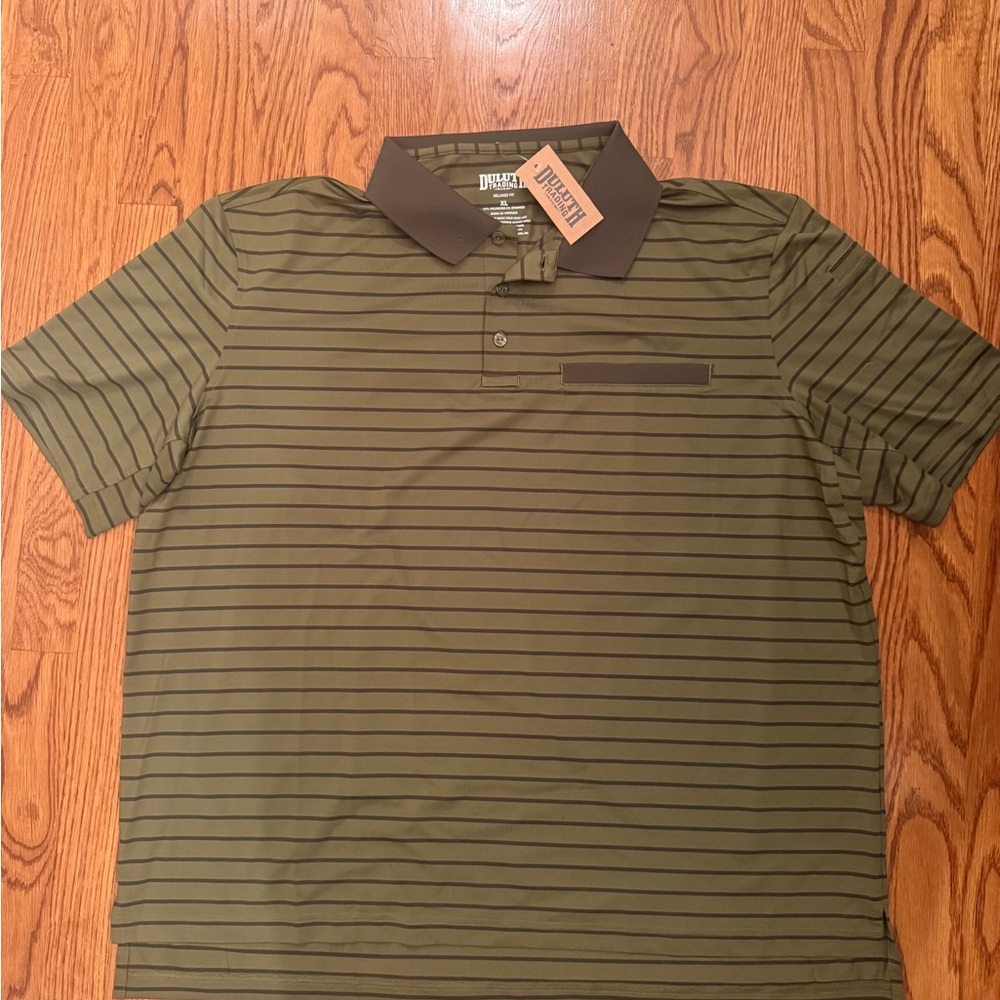 Duluth Trading Co Men's Green Striped Polo
